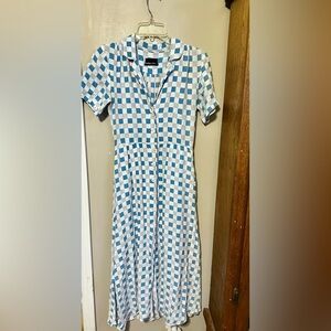 Urban Outfitters Blue and White Check Midi Dress